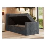 Łóżko kontynentalne TILIANO DUO 90x200 - H4 - ciemnoszary, sztruks - strona lewa - topper Visco