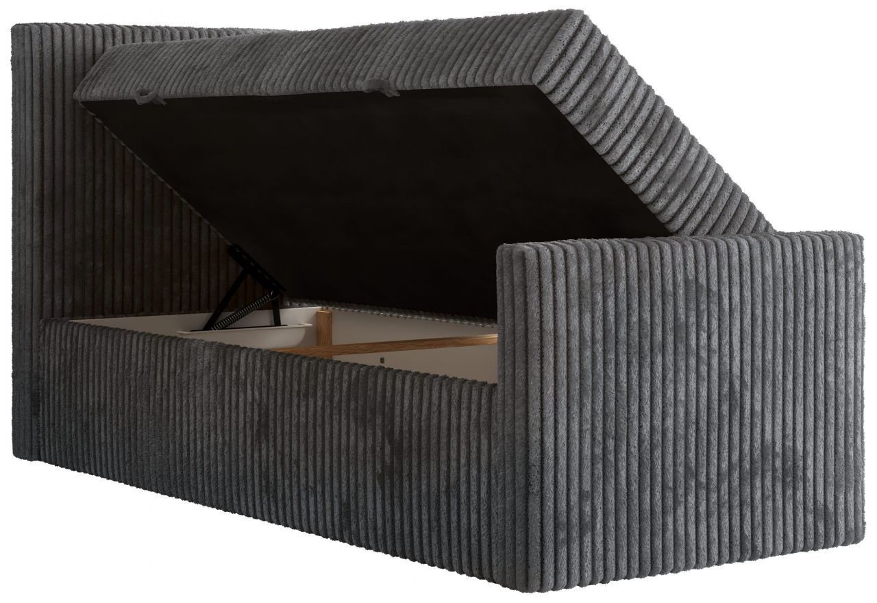 Łóżko kontynentalne TILIANO DUO 90x200 - H4 - ciemnoszary, sztruks - strona lewa - topper Visco