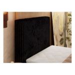 Łóżko kontynentalne TILIANO DUO 90x200 - H4 - czarny, sztruks - strona lewa - topper Visco