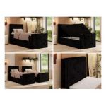 Łóżko kontynentalne TILIANO DUO 90x200 - H4 - czarny, sztruks - strona lewa - topper Visco