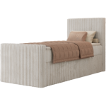 Łóżko kontynentalne TILIANO DUO 90x200 - H4 - beżowy, sztruks - strona prawa - topper Visco