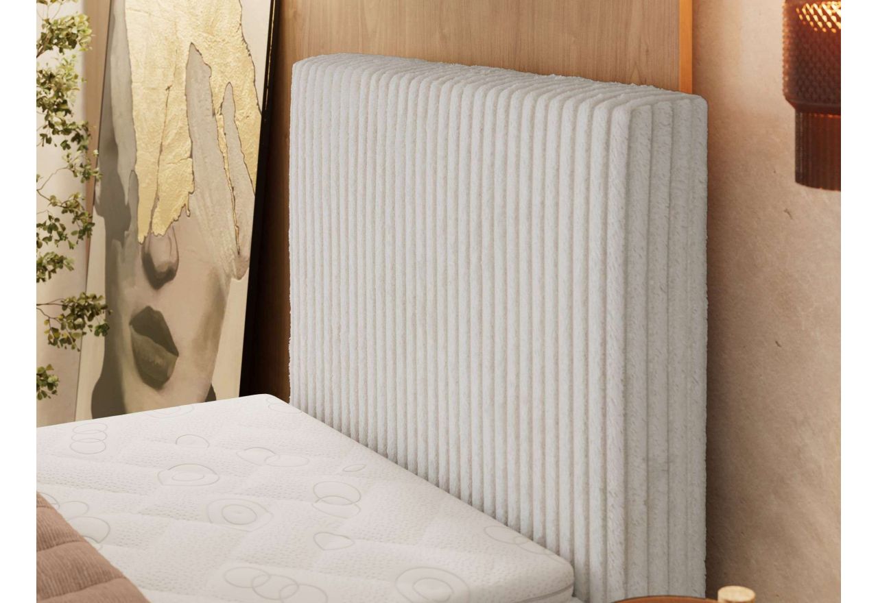 Łóżko kontynentalne TILIANO DUO 90x200 - H4 - beżowy, sztruks - strona prawa - topper Visco