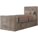 Łóżko kontynentalne TILIANO DUO 90x200 - H4 - jasnobrązowy, sztruks - strona prawa - topper Visco