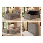 Łóżko kontynentalne TILIANO DUO 90x200 - H4 - jasnobrązowy, sztruks - strona prawa - topper Visco