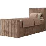 Łóżko kontynentalne TILIANO DUO 90x200 - H4 - brązowy, sztruks - strona prawa - topper Visco