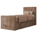 Łóżko kontynentalne TILIANO DUO 90x200 - H4 - brązowy, sztruks - strona prawa - topper Visco