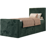 Łóżko kontynentalne TILIANO DUO 90x200 - H4 - ciemnozielony, sztruks - strona prawa - topper Visco