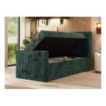 Łóżko kontynentalne TILIANO DUO 90x200 - H4 - ciemnozielony, sztruks - strona prawa - topper Visco