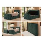 Łóżko kontynentalne TILIANO DUO 90x200 - H4 - ciemnozielony, sztruks - strona prawa - topper Visco