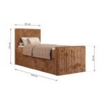 Łóżko kontynentalne TILIANO DUO 90x200 - H4 - pomarańczowy, sztruks - strona prawa - topper Visco