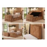 Łóżko kontynentalne TILIANO DUO 90x200 - H4 - pomarańczowy, sztruks - strona prawa - topper Visco