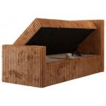 Łóżko kontynentalne TILIANO DUO 90x200 - H4 - pomarańczowy, sztruks - strona prawa - topper Visco