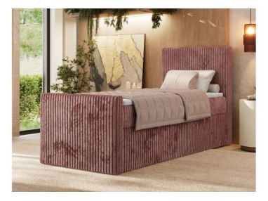 Łóżko kontynentalne TILIANO DUO 90x200 - H4 - różowy, sztruks - strona prawa - topper Visco