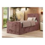 Łóżko kontynentalne TILIANO DUO 90x200 - H4 - różowy, sztruks - strona prawa - topper Visco