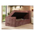 Łóżko kontynentalne TILIANO DUO 90x200 - H4 - różowy, sztruks - strona prawa - topper Visco