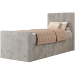 Łóżko kontynentalne TILIANO DUO 90x200 - H4 - jasnoszary, sztruks - strona prawa - topper Visco