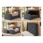 Łóżko kontynentalne TILIANO DUO 90x200 - H4 - ciemnoszary, sztruks - strona prawa - topper Visco