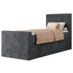Łóżko kontynentalne TILIANO DUO 90x200 - H4 - ciemnoszary, sztruks - strona prawa - topper Visco