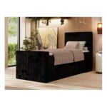 Łóżko kontynentalne TILIANO DUO 90x200 - H4 - czarny, sztruks - strona prawa - topper Visco