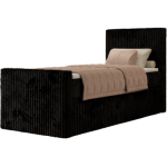Łóżko kontynentalne TILIANO DUO 90x200 - H4 - czarny, sztruks - strona prawa - topper Visco