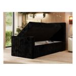 Łóżko kontynentalne TILIANO DUO 90x200 - H4 - czarny, sztruks - strona prawa - topper Visco
