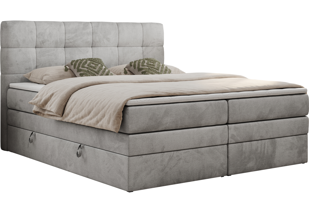 Łóżko kontynentalne LUKA KING 120x200 - Monolith 84 - jasny szary - OUTLETU