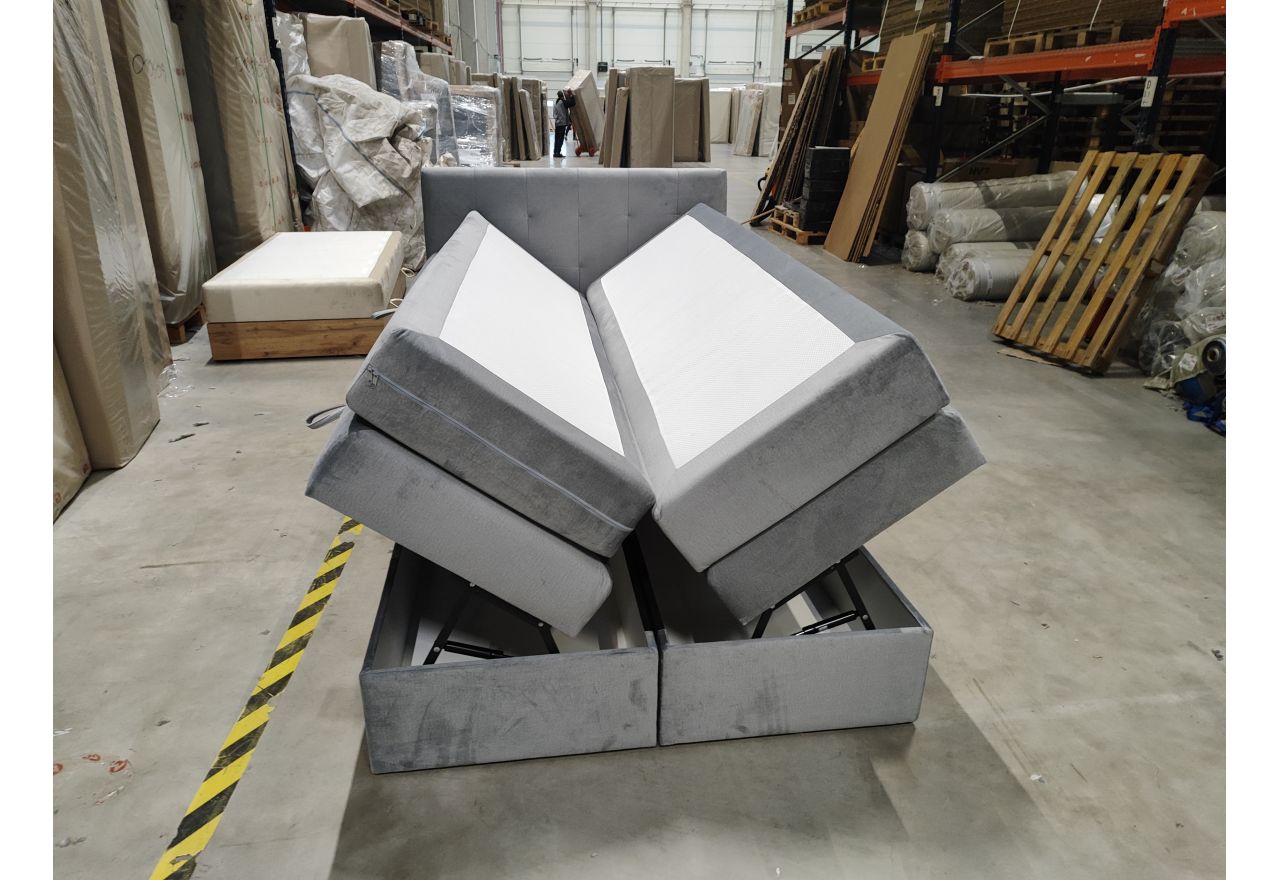 Łóżko kontynentalne LUKA KING 120x200 - Monolith 84 - jasny szary - OUTLETU