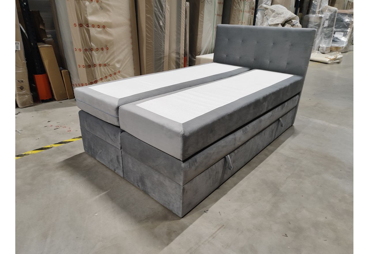 Łóżko kontynentalne LUKA KING 120x200 - Monolith 84 - jasny szary - OUTLETU