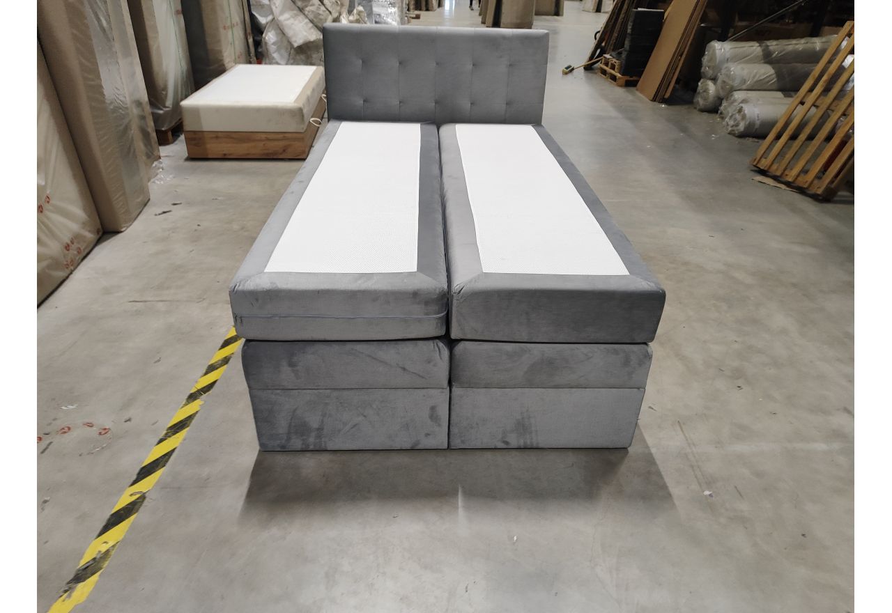 Łóżko kontynentalne LUKA KING 120x200 - Monolith 84 - jasny szary - OUTLETU