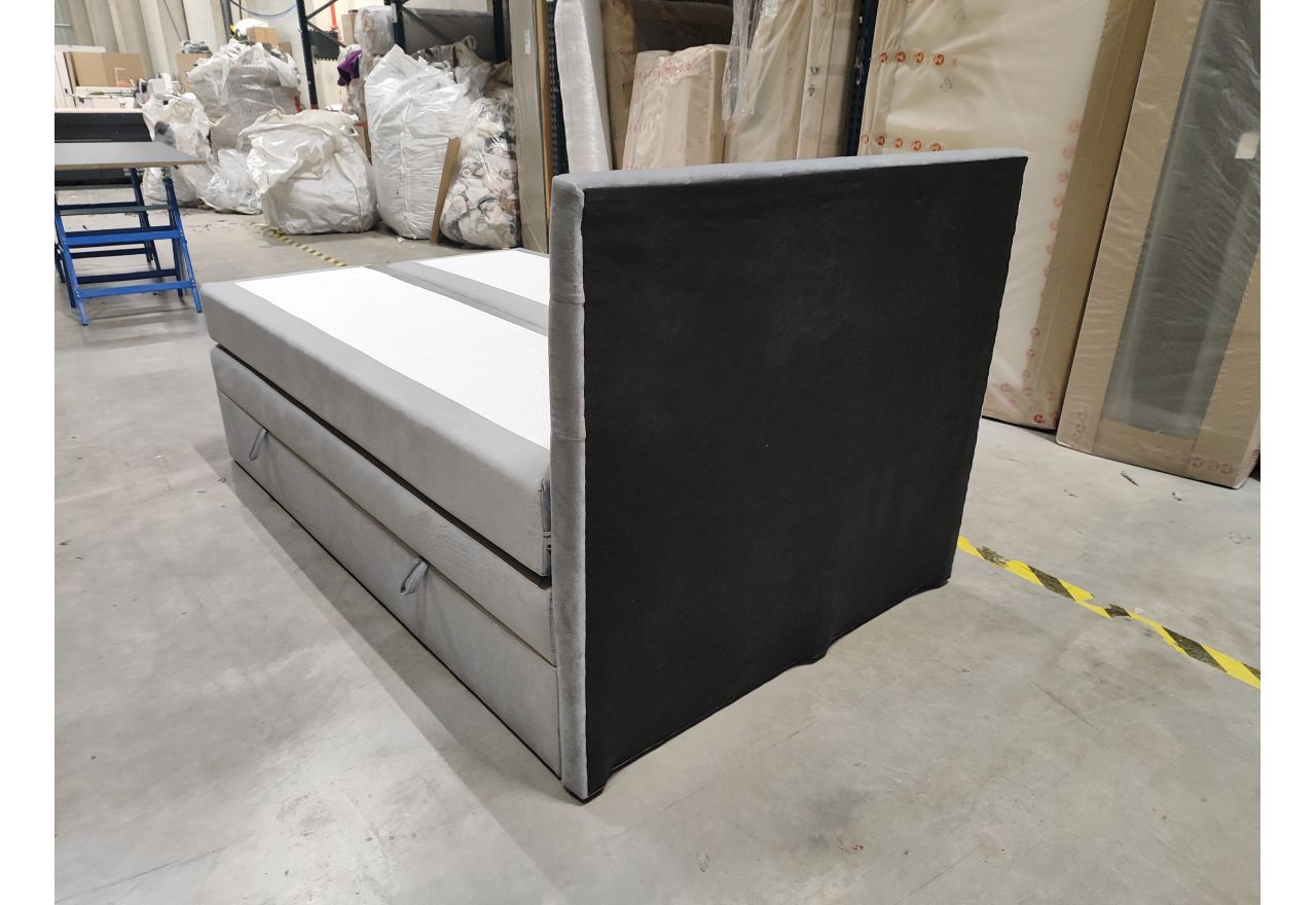 Łóżko kontynentalne LUKA KING 120x200 - Monolith 84 - jasny szary - OUTLETU