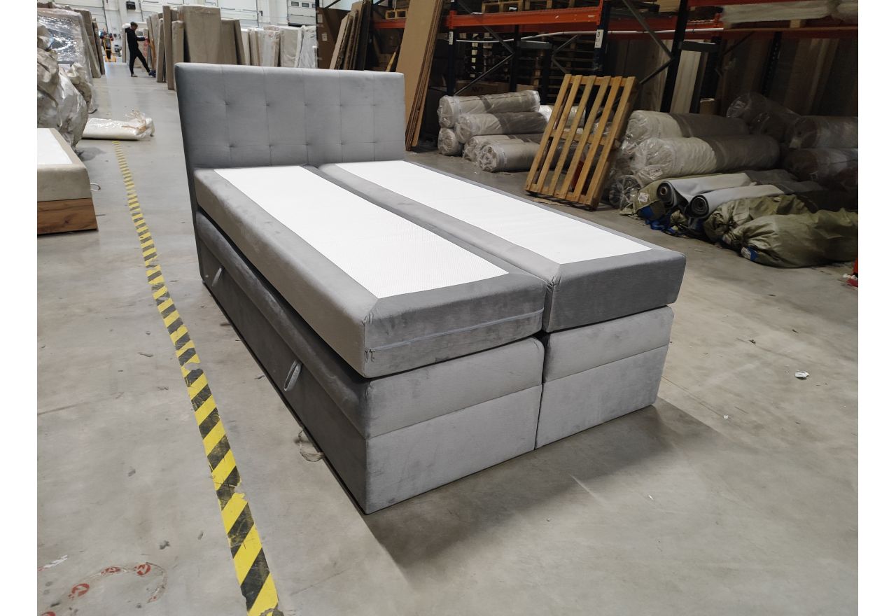 Łóżko kontynentalne LUKA KING 120x200 - Monolith 84 - jasny szary - OUTLETU