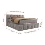 Łóżko kontynentalne - NIRA KING 160x200 - H3 - jasnoszary, plusz