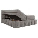 Łóżko kontynentalne - NIRA KING 160x200 - H3 - jasnoszary, plusz