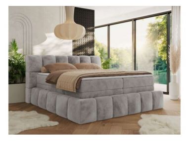 Łóżko kontynentalne - NIRA KING 120x200 - H4 - jasnoszary, plusz