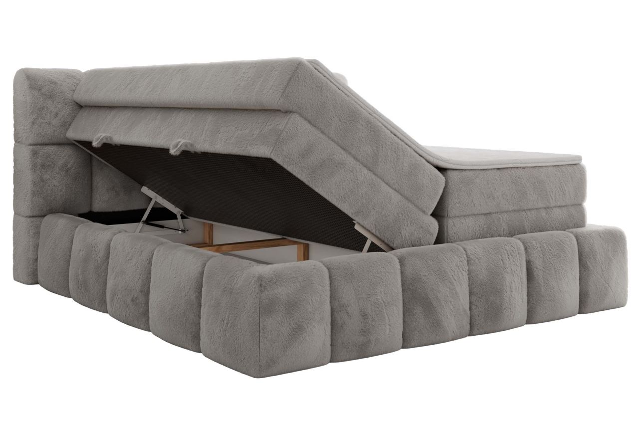 Łóżko kontynentalne - NIRA KING 120x200 - H4 - jasnoszary, plusz