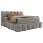 Łóżko kontynentalne - NIRA KING 160x200 - H4 - jasnoszary, plusz