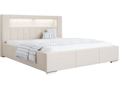 Tapicerowane łóżko z wysokim zagłowiem i opcją wyboru materaca do sypialni - GOLD 5 / Casablanca 2301