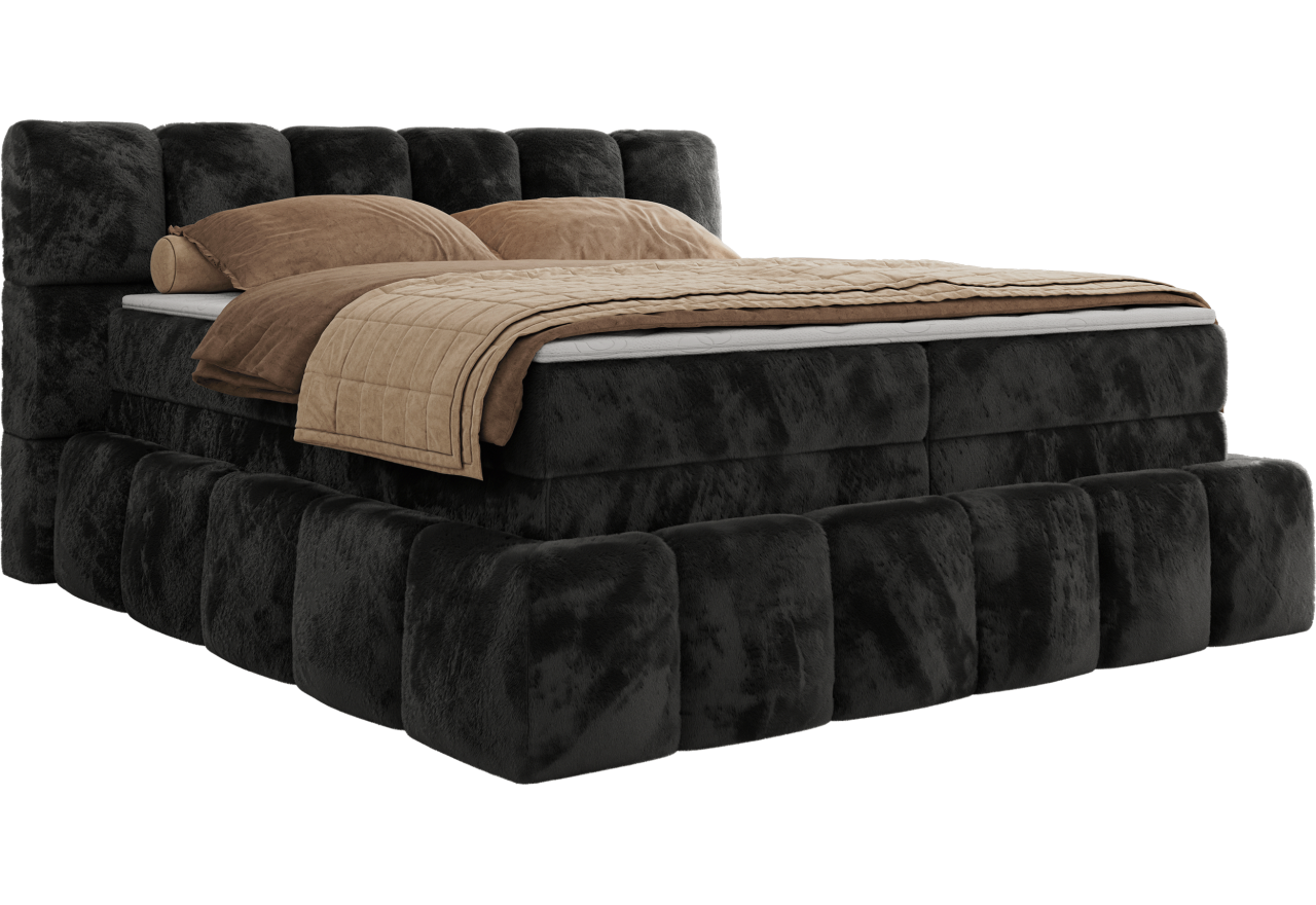 Łóżko kontynentalne - NIRA KING 120x200 - H3 - ciemnoszary, plusz