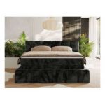 Łóżko kontynentalne - NIRA KING 140x200 - H3 - ciemnoszary, plusz