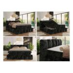 Łóżko kontynentalne - NIRA KING 200x200 - H3 - ciemnoszary, plusz