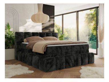 Łóżko kontynentalne - NIRA KING 120x200 - H4 - ciemnoszary, plusz