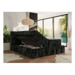 Łóżko kontynentalne - NIRA KING 120x200 - H4 - ciemnoszary, plusz