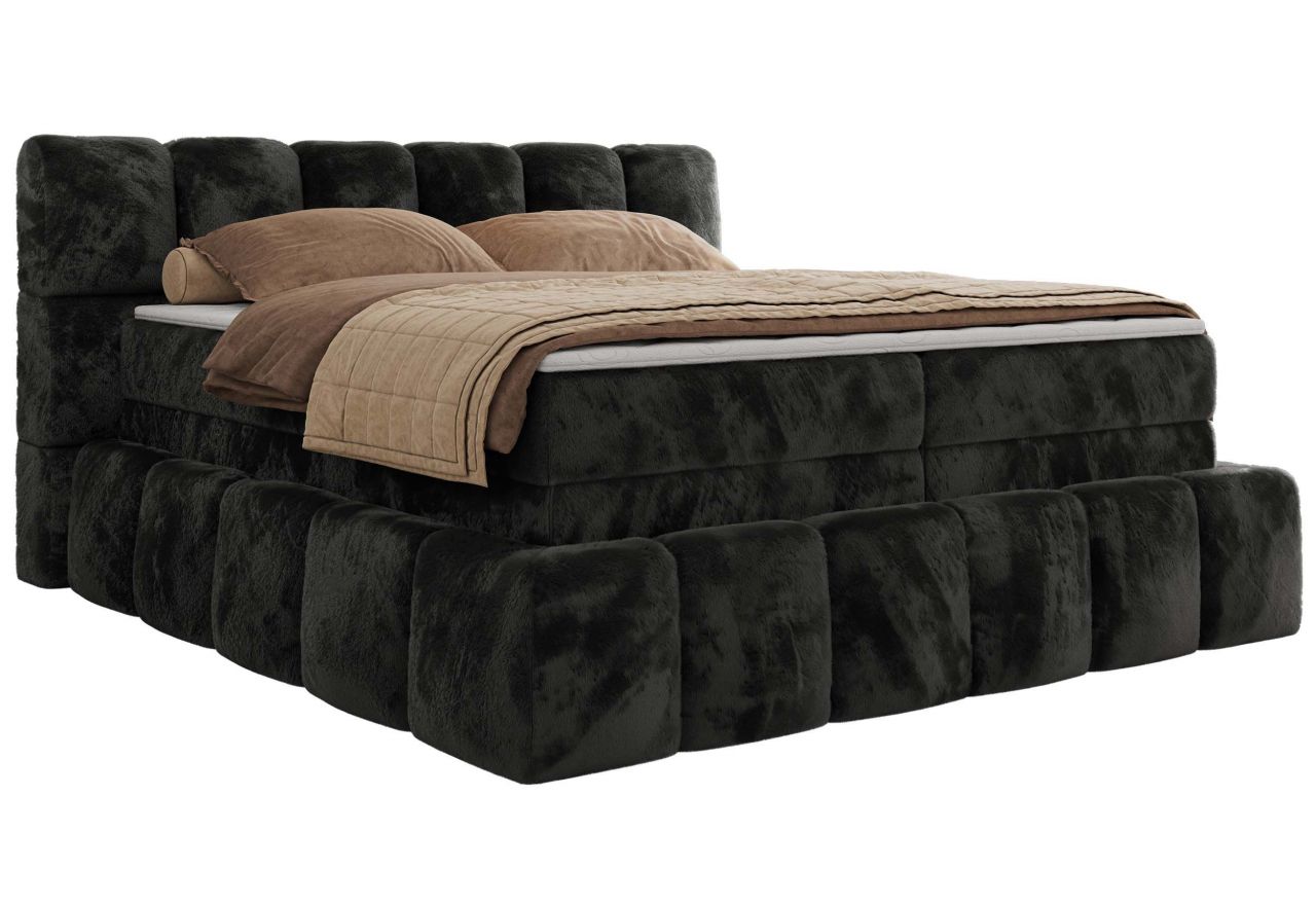 Łóżko kontynentalne - NIRA KING 140x200 - H4 - ciemnoszary, plusz