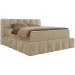 Łóżko kontynentalne - NIRA KING 180x200 - H3 - kremowy, plusz