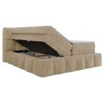 Łóżko kontynentalne - NIRA KING 140x200 - H4 - kremowy, plusz