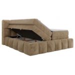 Łóżko kontynentalne - NIRA KING 180x200 - H3 - beżowy, plusz