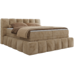 Łóżko kontynentalne - NIRA KING 160x200 - H4 - beżowy, plusz