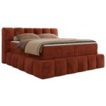 Łóżko kontynentalne - NIRA KING 120x200 - H3 - pomarańczowy, plusz