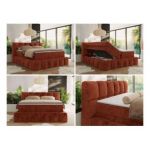 Łóżko kontynentalne - NIRA KING 140x200 - H3 - pomarańczowy, plusz