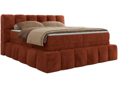 Łóżko kontynentalne - NIRA KING 120x200 - H4 - pomarańczowy, plusz